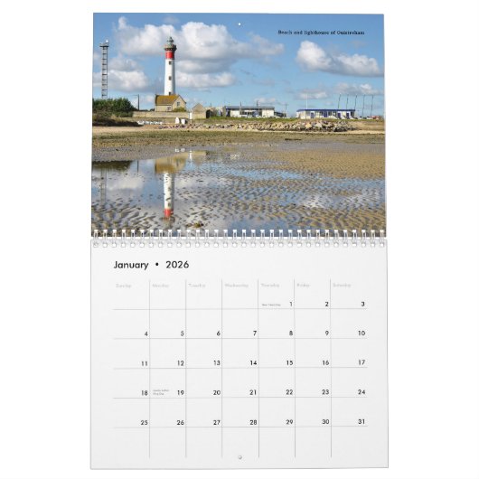 12-Monats-Kalender der französischen Küste Kalender (Jan 2026)