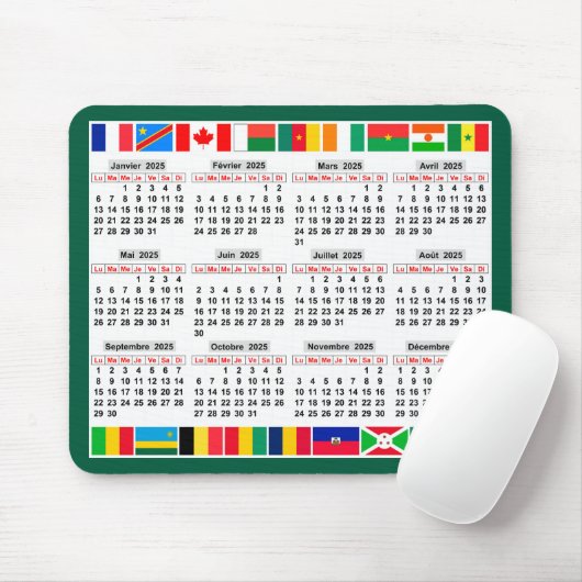 12-Monats-Kalender des Jahres 2025 Mousepad (Mit Mouse)
