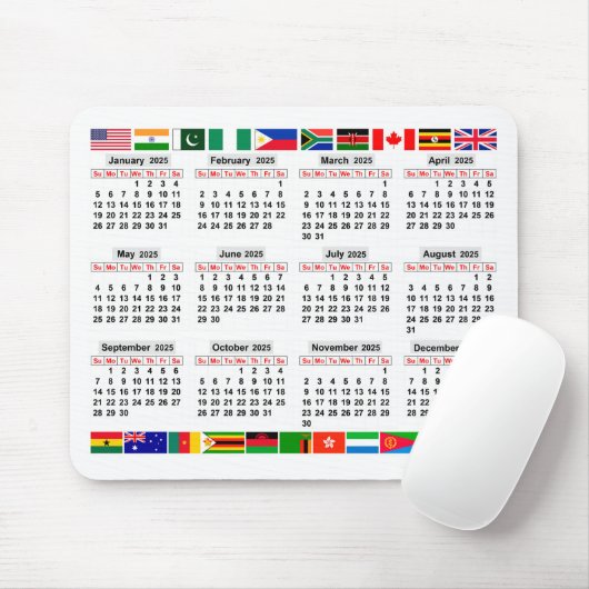 12-Monats-Kalender des Jahres 2025 Mousepad (Mit Mouse)