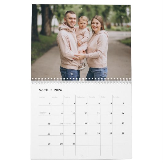 12 Month Family Custom Photo Kalender (Mär 2026)
