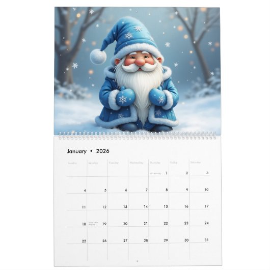 12 Month Gnome Kalender (Jan 2026)