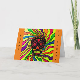 12 - Neon Skull Halloween Card Karte