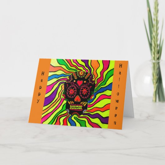 12 - Neon Skull Halloween Card Karte (Vorderseite)