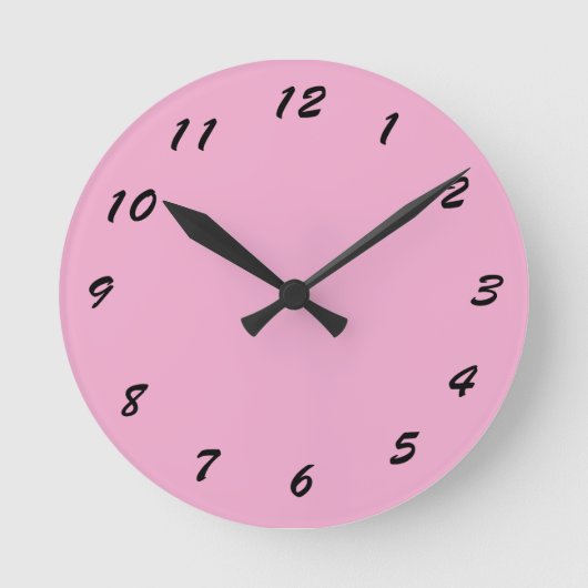 12 Number Choices to Choose From Pink Clock Runde Wanduhr (Vorderseite)