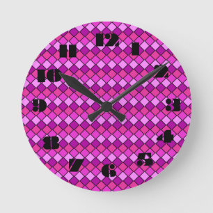 12 Number Choices to Choose From Pink Clock Runde Wanduhr