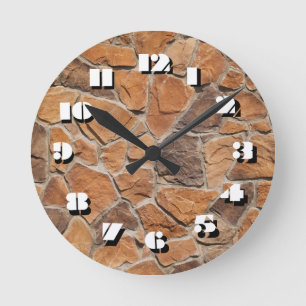 12 Number Choices to Choose-Orange Stone-Clock Runde Wanduhr