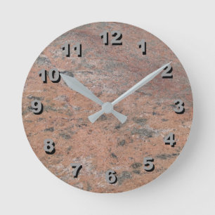 12 Number Choices to Choose-Salmon Pk Marble Clock Runde Wanduhr