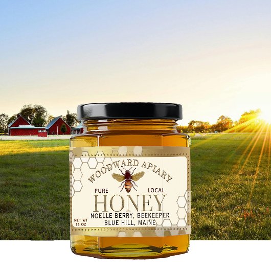 12 oz Hexagon Honey mit Goldgrenze für Bienenwaben