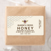 12 oz Honey Hex Jar Label mit Wabenrüben und Biene (Insitu)