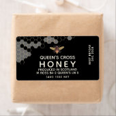 12 oz Honey Hex Jar Label mit Wabenrüben und Biene (Insitu)