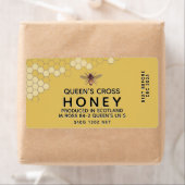 12 oz Honey Hex Jar Label mit Wabenrüben und Biene (Insitu)