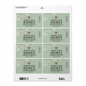 12 oz Honey Hex Jar Label mit Wabenrüben und Biene (Vorne)