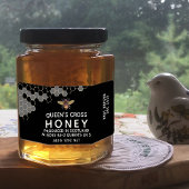 12 oz Honey Hex Jar Label mit Wabenrüben und Biene