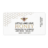 12 oz Honey Hex Jar Label mit Wabenrüben und Biene (Vorne)