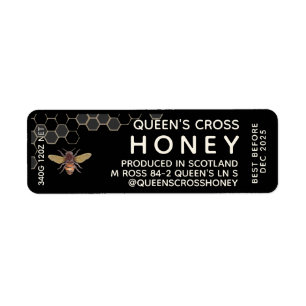 12 oz Honey Hex Jar Label mit Wabenrüben und Biene