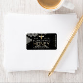 12 oz Honey Hex Jar Label Queen Bee Honeycomb Adressaufkleber (Insitu)