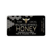 12 oz Honey Hex Jar Label Queen Bee Honeycomb Adressaufkleber (Vorne)