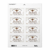 12 oz Sechseck-Honigetikett mit Honigbiene Wabe (Vorne)
