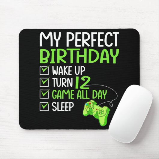12. Perfect Birthday Boys Gaming 12 Jahre alt Gif Mousepad (Mit Mouse)