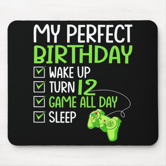 12. Perfect Birthday Boys Gaming 12 Jahre alt Gif Mousepad (Vorne)