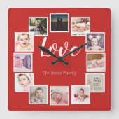 12 Personalisierte FotoCollage Quadratische Wanduhr (Vorderseite)