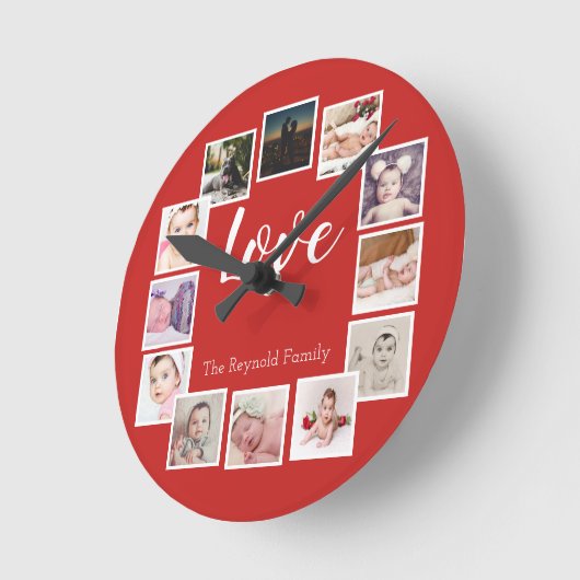 12 Personalisierte FotoCollage Runde Wanduhr (Winkel)