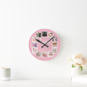 12 Personalisiertes Fotomaterial Rosa Runde Wanduhr (Zuhause)