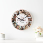 12 Photo Collage Best Grandma Ever Large Clock Große Wanduhr (Zuhause)