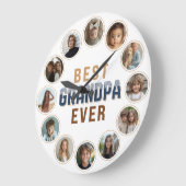 12 Photo Collage Best Grandpa Ever Große Wanduhr (Winkel)