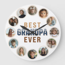 12 Photo Collage Best Grandpa Ever Große Wanduhr