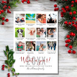 12 Photo Collage Captions Family What A Year Holid Feiertagskarte<br><div class="desc">Personalize with your 12 favorite photos,  captions,  and names to create a memorable,  fun holiday card. Designed by Thisisnotme©</div>