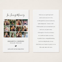 12 Photo Collage Funeral Memorial Prayer Cards
