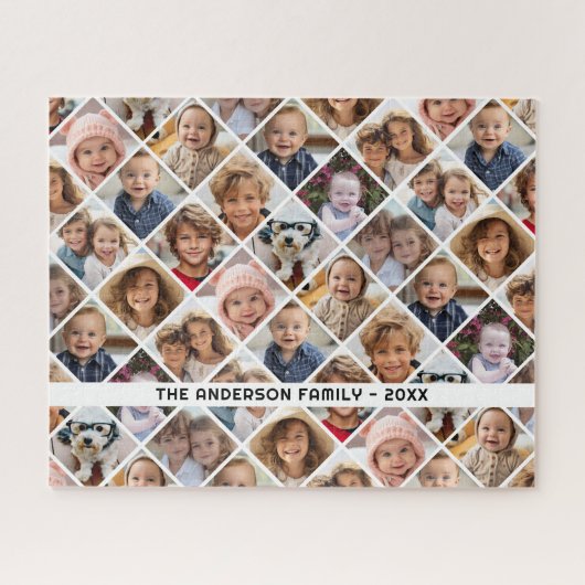 12 Photo Collage Modern Diamond Layout Black Puzzle (Horizontal)