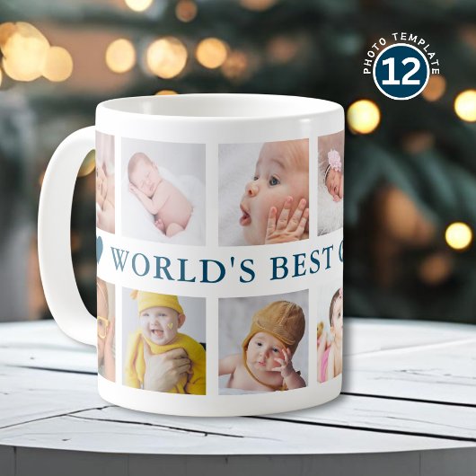 12 Photo Collage Ocean Blue World's Best Grandpa Kaffeetasse