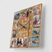 12 Photo Collage Personalized Wall Clock Quadratische Wanduhr (Winkel)