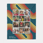 12 Photo Collage with Retro 70s Inspired Stripes Fleecedecke (Vorderseite)