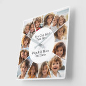 12 Photo Minimal Grid with Simple Text  Square Wal Quadratische Wanduhr (Winkel)