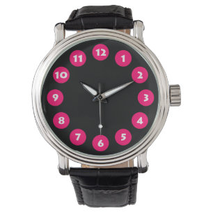 12 Punkte - Neonrot mit Schwarz Armbanduhr