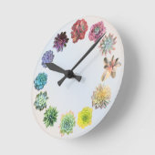 12 Rainbow Succulent Mix Runde Wanduhr (Winkel)