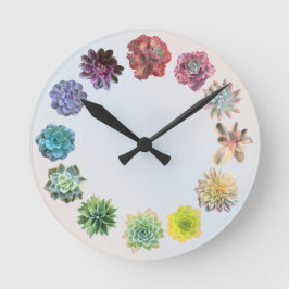 12 Rainbow Succulent Mix Runde Wanduhr