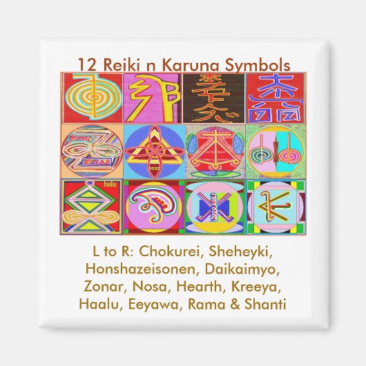 12 Reiki n Karuna Reiki Heilkonzepte Magnet (Vorne)