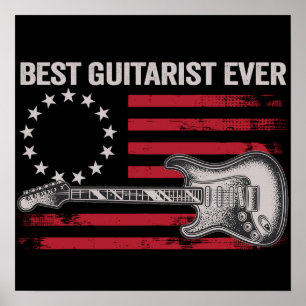 12 Retro US Betsy Ross Flagge Musik Gitarrist Vate Poster