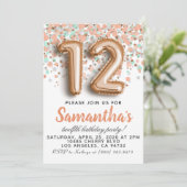 12. Rose Gold Geburtstag Einladung (Stehend Vorderseite)