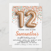 12. Rose Gold Geburtstag Einladung (Vorne/Hinten)