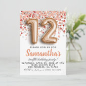 12. Rose Goldener Geburtstag Einladung (Stehend Vorderseite)