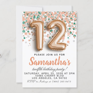 12. Rose Goldener Geburtstag Einladung