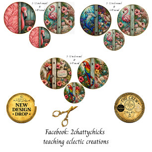 12" Runde Buntglas-Tropenflamingo-Delfin Geschenkpapier Set