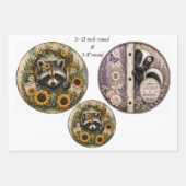 12" runde Farm Deer Waschbär Lamm Hund Rustikaler Geschenkpapier Set (Vorderseite 3)