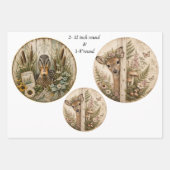 12" runde Farm Deer Waschbär Lamm Hund Rustikaler Geschenkpapier Set (Vorderseite)