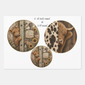 12" Runde Farm Rustic Kuh Kalb Fuchs Strauß Land Geschenkpapier Set (Vorderseite 2)